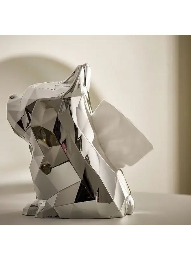 Silvery Plating French Bulldog Tissue Box Holder Modern Home Decor For Living Room - Image 3
