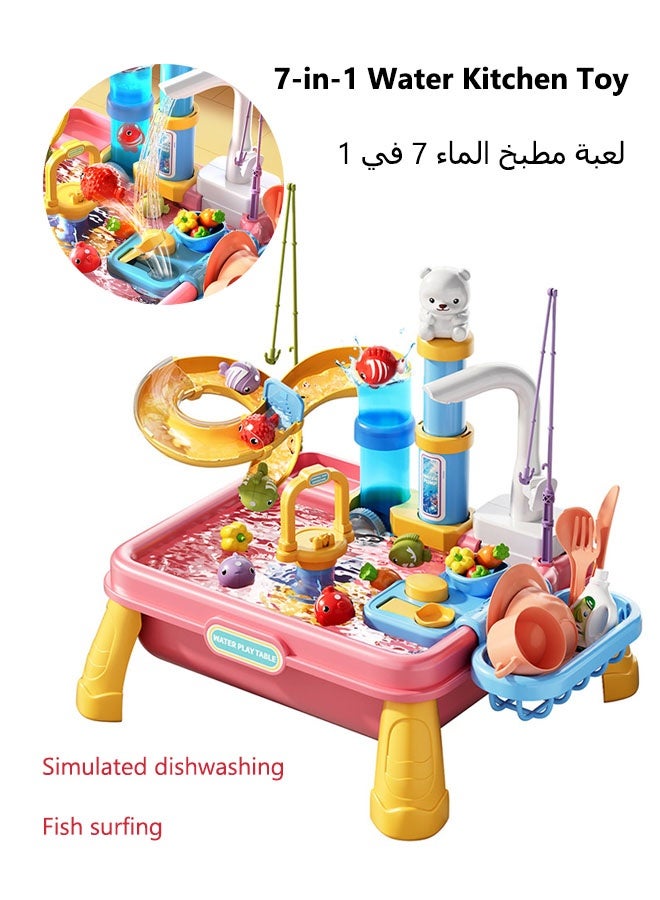 Children's dishwashing playset Dishwasher toys Fishing toys,Kitchen Play Set, Early Education Toys, Children's Sink Toys With Running Water And An Upgraded Electric Faucet, Fishing Toy Accessories In The Dishwasher, Suitable For Boys And Girls Aged 3 And Up - Image 1