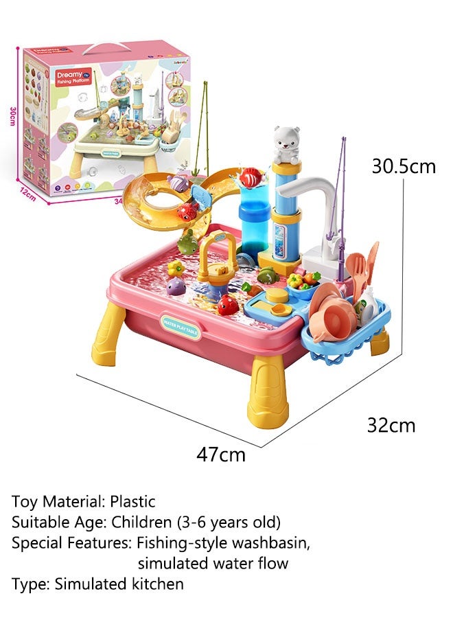 Children's dishwashing playset Dishwasher toys Fishing toys,Kitchen Play Set, Early Education Toys, Children's Sink Toys With Running Water And An Upgraded Electric Faucet, Fishing Toy Accessories In The Dishwasher, Suitable For Boys And Girls Aged 3 And Up - Image 2