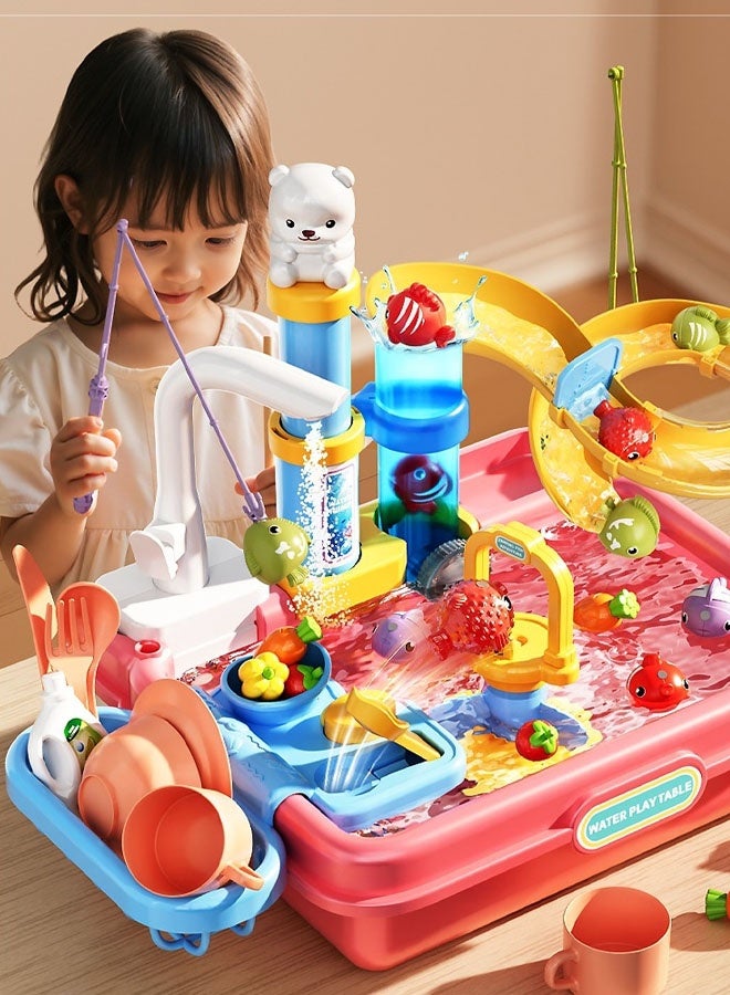 Children's dishwashing playset Dishwasher toys Fishing toys,Kitchen Play Set, Early Education Toys, Children's Sink Toys With Running Water And An Upgraded Electric Faucet, Fishing Toy Accessories In The Dishwasher, Suitable For Boys And Girls Aged 3 And Up - Image 3