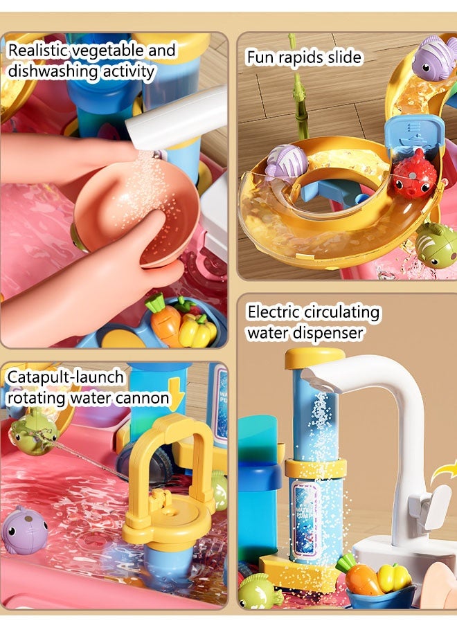 Children's dishwashing playset Dishwasher toys Fishing toys,Kitchen Play Set, Early Education Toys, Children's Sink Toys With Running Water And An Upgraded Electric Faucet, Fishing Toy Accessories In The Dishwasher, Suitable For Boys And Girls Aged 3 And Up - Image 4