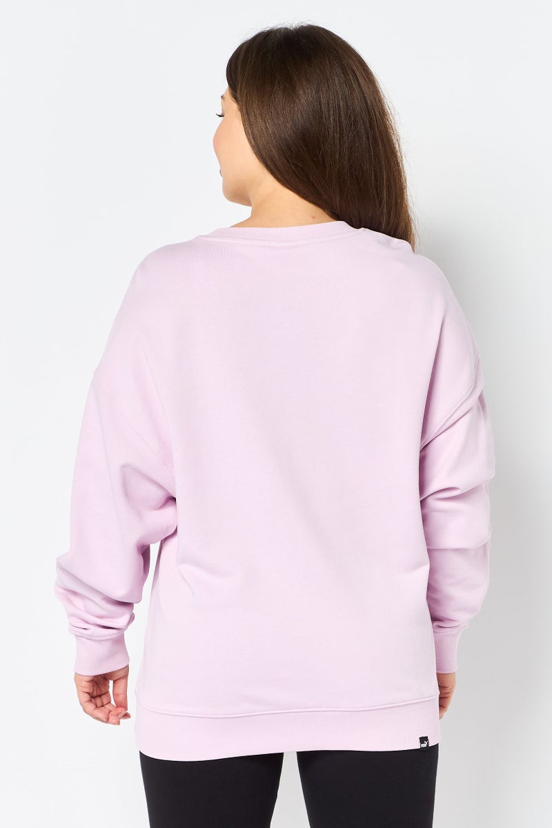 PUMA بلوزة رياضية نسائية بأكمام طويلة مناسبة في الهواء الطلق، وردية - Image 4