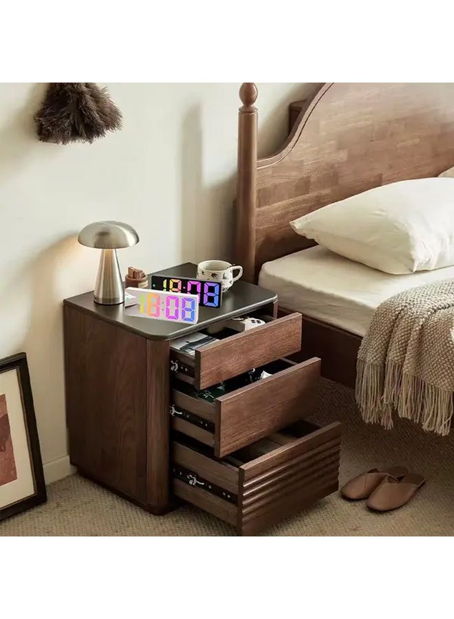 White Mirror LED Digital Alarm Clock Large Screen Adjustable Brightness Bedside Mode - Image 2