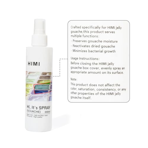HIMI Gouache Wetting Spray 200ml (6.76 oz), Moisturizing Palette Spray for Gouache Paint, Reactivates Dry Pigments, Professional Art Supplies & Gift for Artists and Hobbyists - Image 4