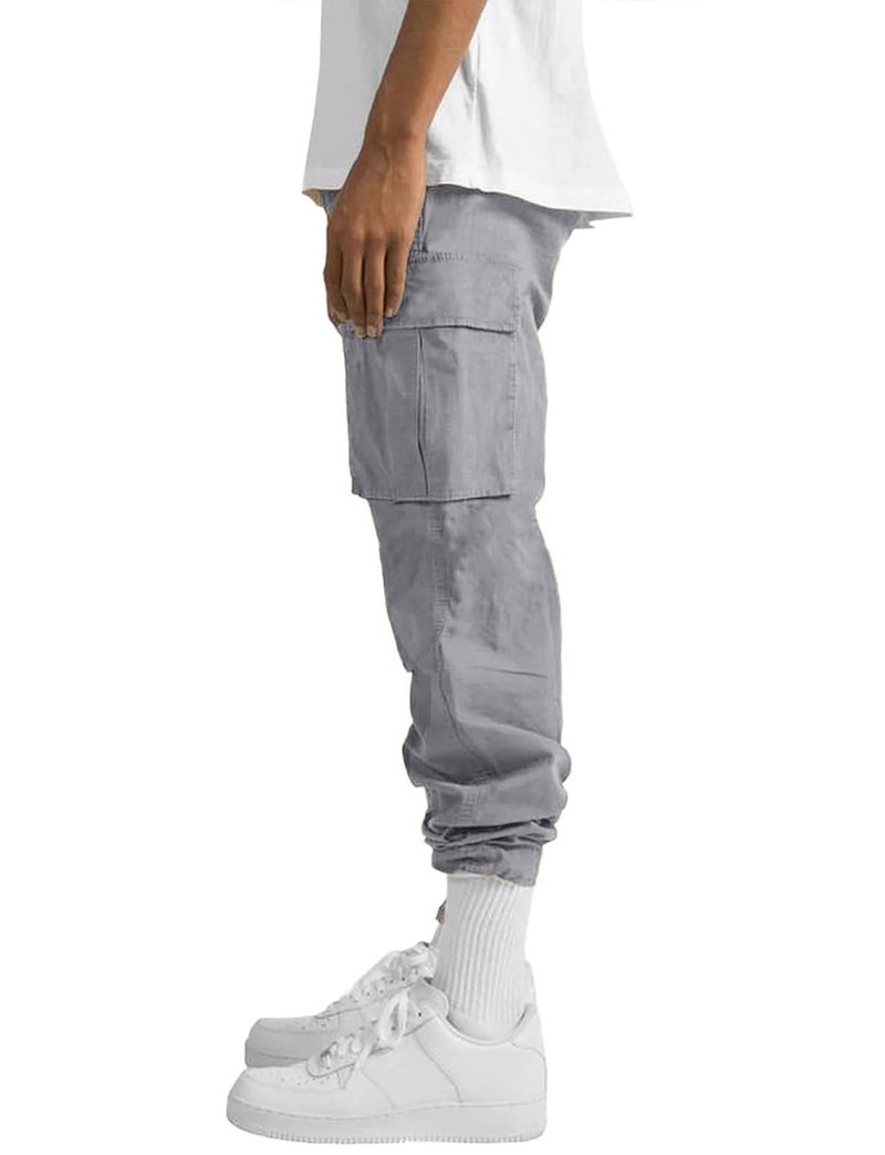 whox Mens Cargo Pants Casual Outdoor Hiking Pants for Men Athletic Joggers Sweatpants Lightgrey - Image 3