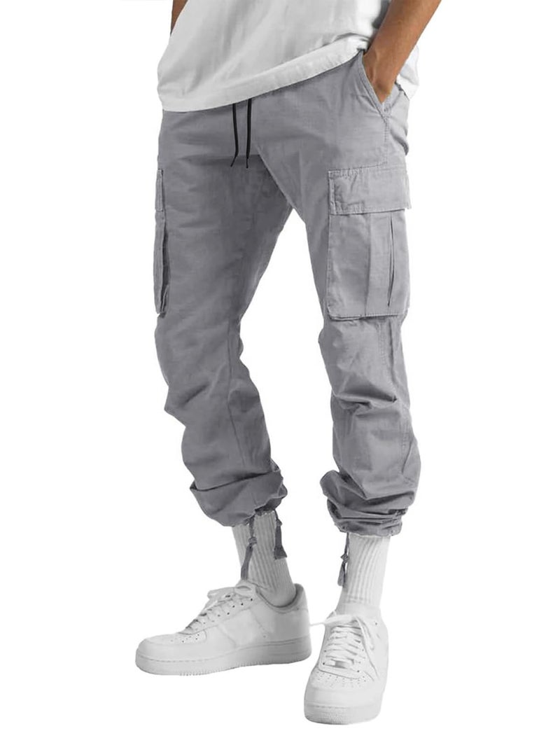 whox Mens Cargo Pants Casual Outdoor Hiking Pants for Men Athletic Joggers Sweatpants Lightgrey - Image 2