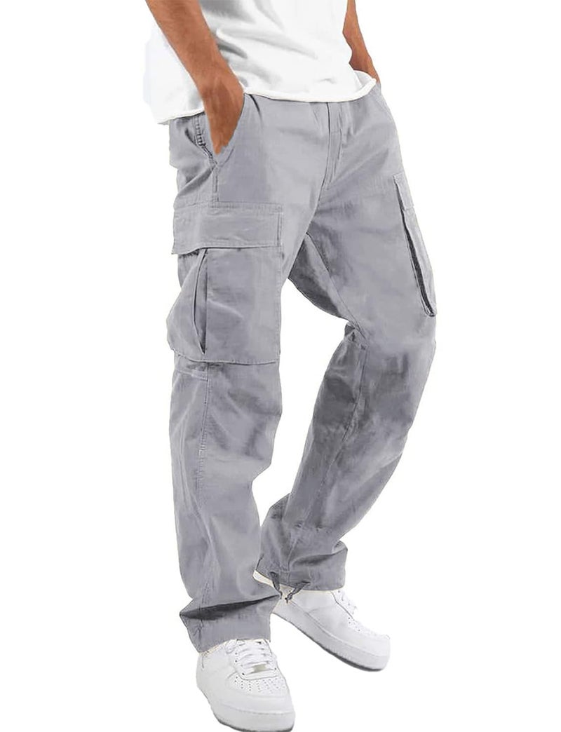 whox Mens Cargo Pants Casual Outdoor Hiking Pants for Men Athletic Joggers Sweatpants Lightgrey - Image 1