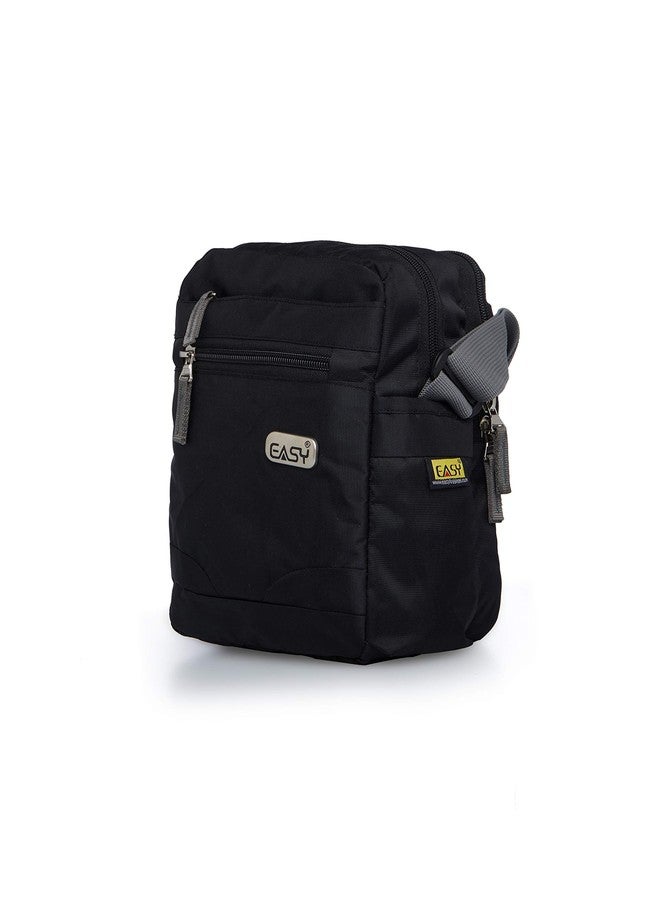 إيزي حقيبة سفر سهلة الحمل، حقيبة أمتعة بأربعة أقسام واسعة يسهل الوصول إليها، حزام قابل للتعديل مع مشبك، وجيبان معدنيان بسحاب قابلان للقفل للاستخدام اليومي ومستلزمات السفر (أسود) - Image 3