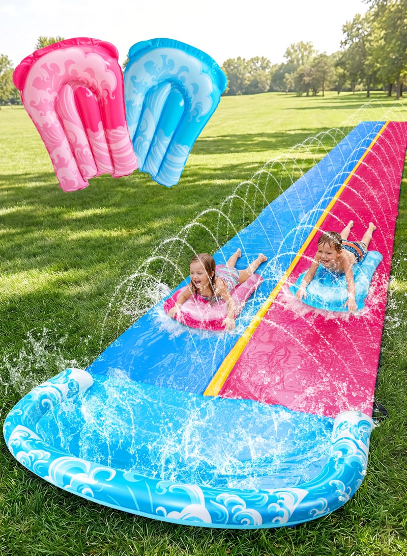 JOYIN 325FT Water Slide and 2 Inflatable Boards Extra Long Heavy Duty Double Lawn Waterslide with Sprinkler for Kids Adults Backyard Summer Water Toy Outdoor Fun Blue Pink - Image 2
