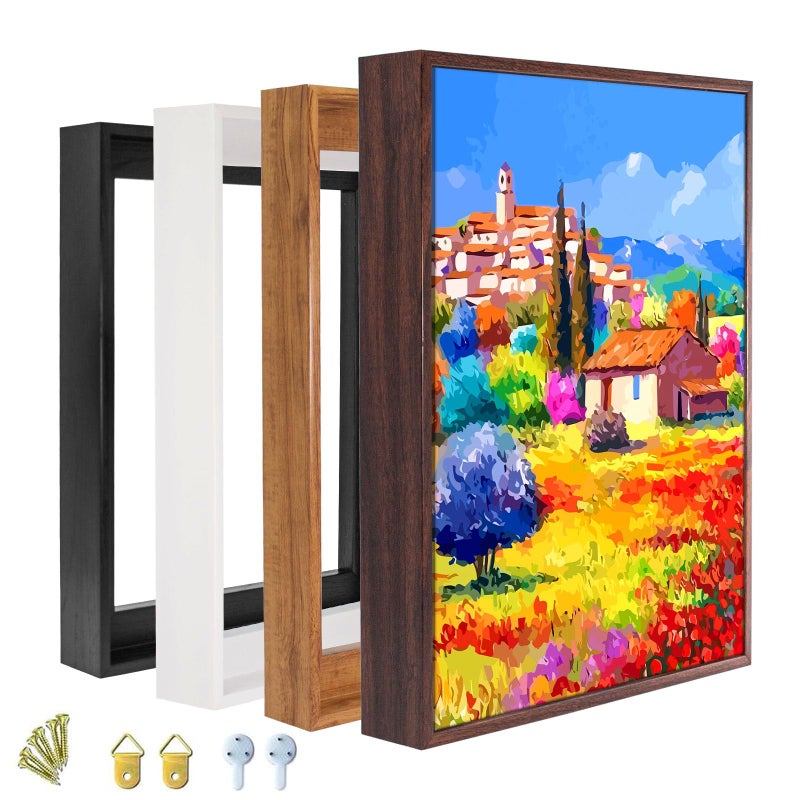 Sunwes Canvas Floater Frame for 1 to 1 14 Deep GalleryWrapped Canvas Modern WoodLook Floating Frame for Finished Wall Art Oil Paintings for Gallery Bedroom Studio Made in USALight Brown11x14inch