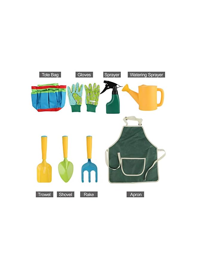 PROMASS مجموعة أدوات حديقة للأطفال 8 قطع للأولاد والبنات مع حقيبة أدوات الحديقة - Image 3
