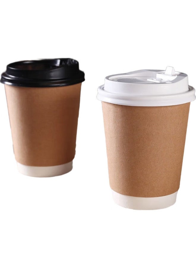 All-round Quanshi Disposable Cups With Lids For Juice, Milk Tea, Soy Milk, And Hot Drinks, 500Ml, 16-Pack, Paper Cups For Coffee - Image 2