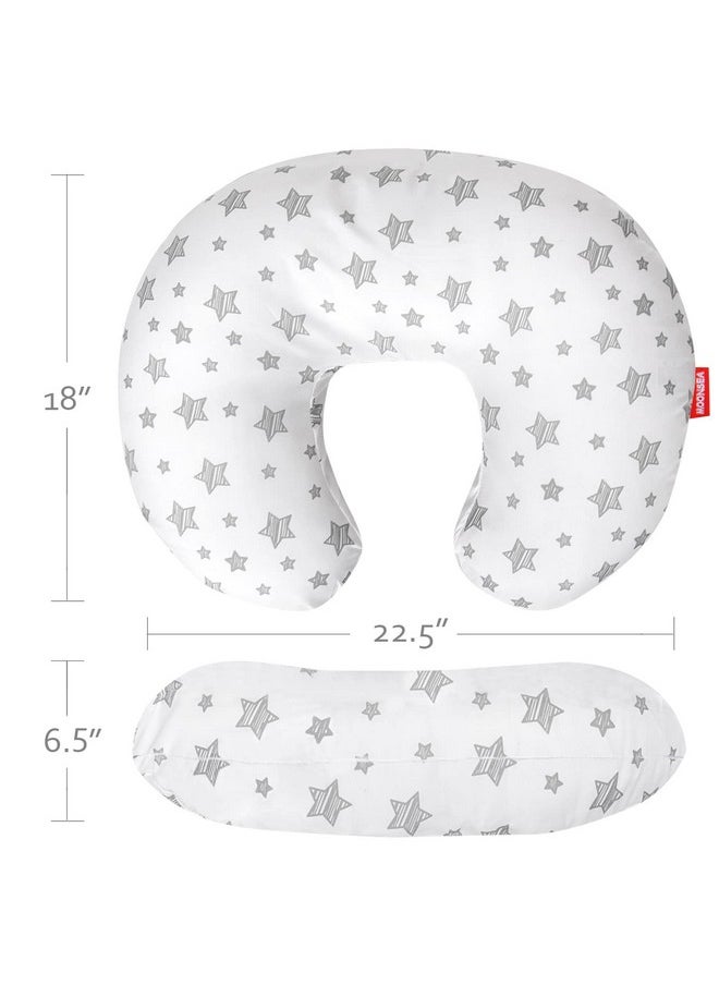 Moonsea Nursing Pillow Cover White With Star Print Snug Fits Boppy Nursing Pillows Breastfeeding Nursing Pillow Slipcovers Super Soft For Breastfeeding Moms  - Image 5