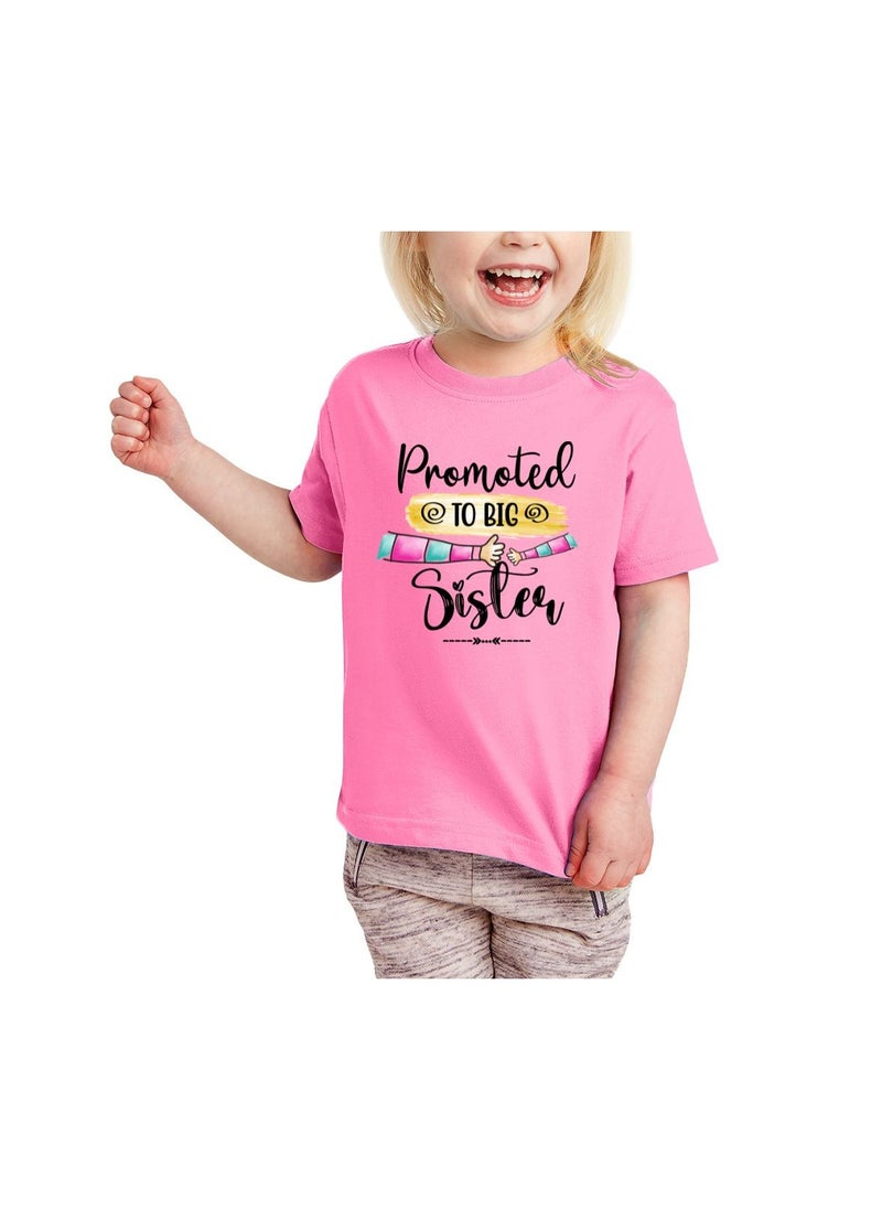 PRINTSHOP4ME Big Sister Printed T-Shirt Promoted to Big Sister Announcement T-Shirt for Baby and Toddler Short Sleeve Tshirt for Little Baby Girls  - Image 1
