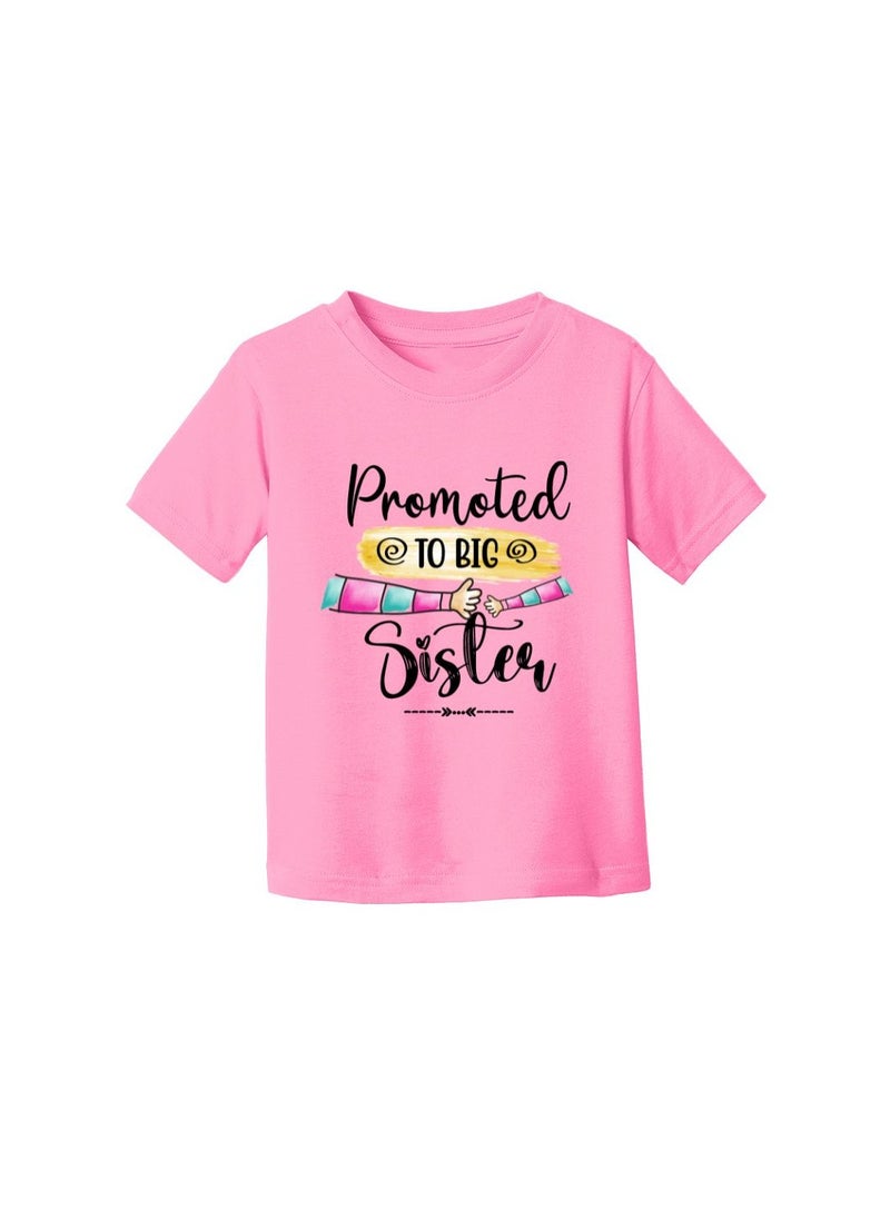 PRINTSHOP4ME Big Sister Printed T-Shirt Promoted to Big Sister Announcement T-Shirt for Baby and Toddler Short Sleeve Tshirt for Little Baby Girls  - Image 3