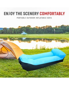 Generic Portable Inflatable Lounger Air Sofa Hammock, Waterproof with Anti-Leak Design, Pillow-Shaped for Extra Comfort, Ideal for Lakeside, Beach, Camping, Picnics & Music Festivals (Blue)  - Image 3