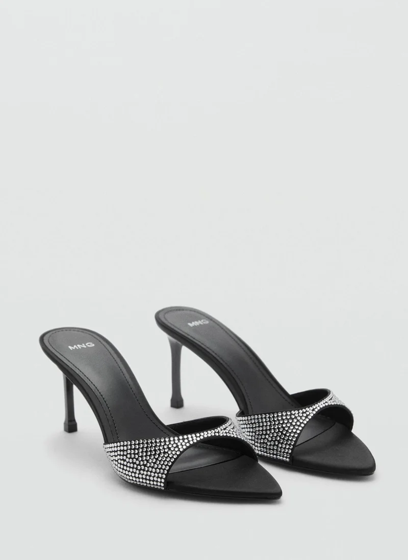 MANGO Rhinestone Heeled Slingback Sandal