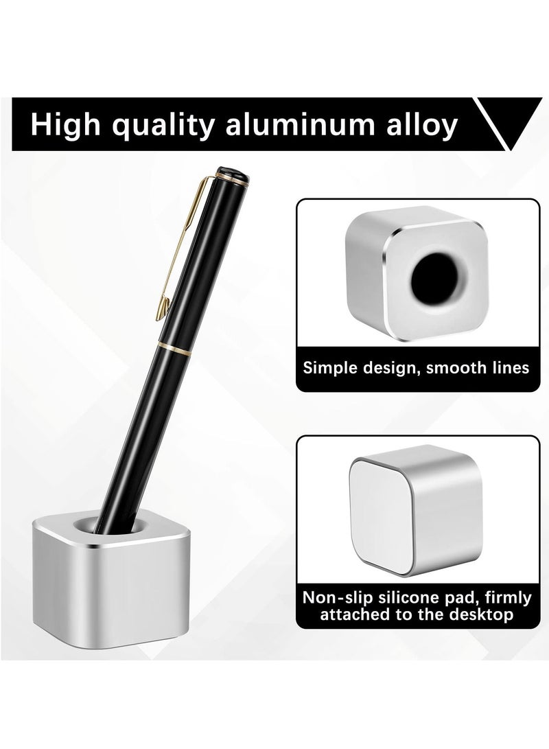 KASTWAVE Aluminum Pen Stand, KASTWAVE 1PCS Mini Silver Pen Stand Holder Base for Pen, Toothbrush Brush Perfect for Students and Office 3.9L x 3.9W x 3H (cm) - Image 1
