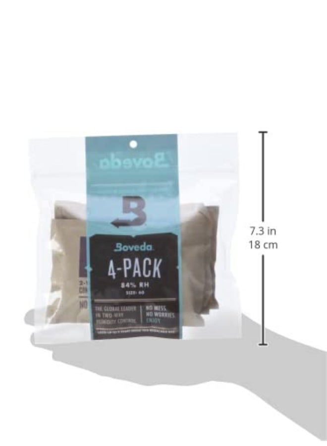 Boveda بوفيدا لتتبيل عبوات التحكم في الرطوبة ثنائية الاتجاه 84 RH لتتبيل صندوق مرطب خشبي صغير إلى متوسط الحجم حتى 100 قطعة حجم 60 عبوة 4 في كيس قابل لإعادة الإغلاق - Image 3