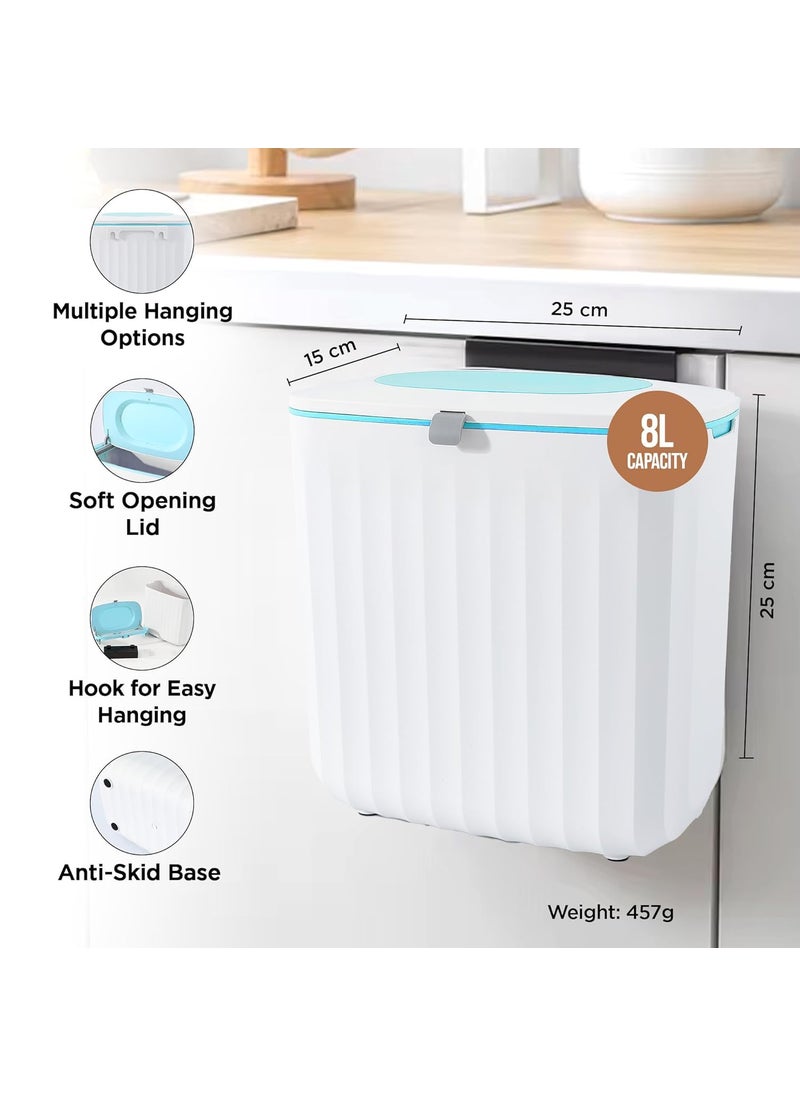 Kuber Industries Kuber Industries Plastic 8L Hanging Kitchen Trash Can With Lid Wall Mounted Dustbin For Bathroom Kitchen Cabinet Door Hanging Storage Bucket Garbage Bin for Toilet  - Image 4
