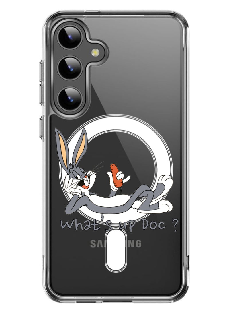 Theodor Magnetic Case for Samsung Galaxy S24 6.2-inch Compatible with MagSafe Wireless Charging, Shockproof Phone Bumper Cover Whats up Doc - Image 1