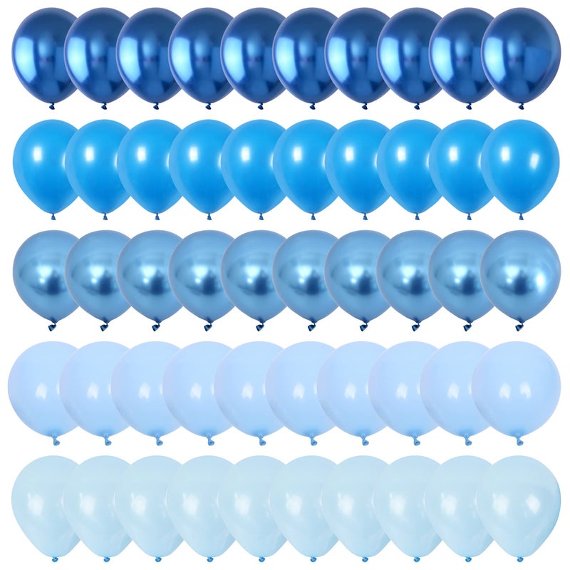 Blue Balloon Set 60 Packs 12 Inches Metallic Balloons Pearl Macaron Baby Blue Balloon Light Blue Mixed Ballons for Bridal Shower Baby Shower Birthday Wedding Party