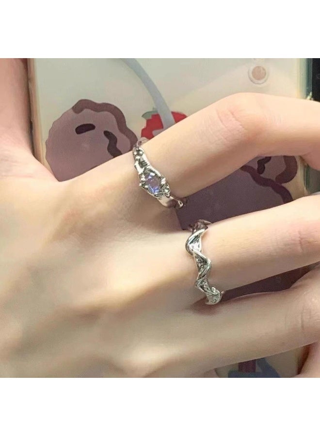 سيمهو أنيق 2 قطعة خواتم للنساء مقاس واحد - Image 1