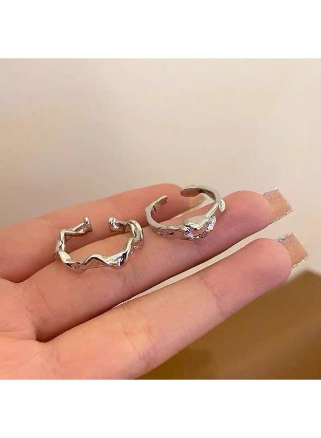 سيمهو أنيق 2 قطعة خواتم للنساء مقاس واحد - Image 2