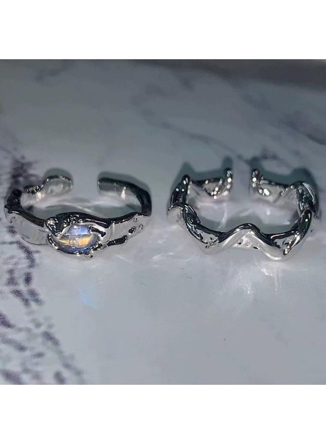 سيمهو أنيق 2 قطعة خواتم للنساء مقاس واحد - Image 3