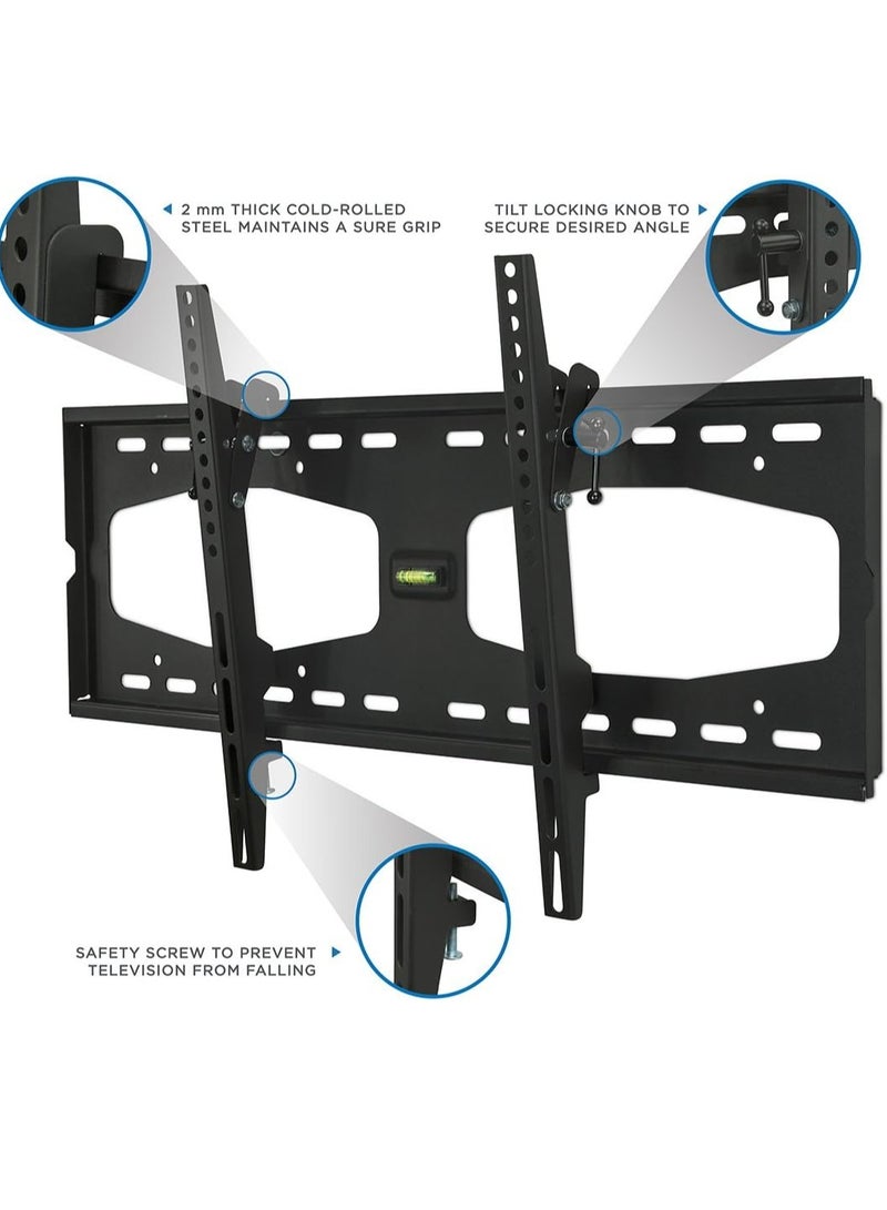 ELTRAZONE Slim Tilting TV Wall Mount Bracket for 32-55 Inch Samsung, Sony, Vizio, LG, Sharp TVs with Low Profile Design up to VESA 600x400mm, Black - Image 3