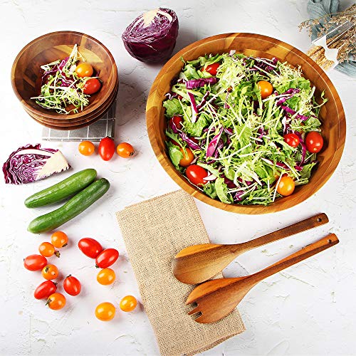 AIDEA Salad Bowls, Wooden Salad Bowls Set, Large Acacia Wood Serving Bowl for Fruits, Salad, 12.5" Big Salad Bowl with Serving Utensils - Image 2
