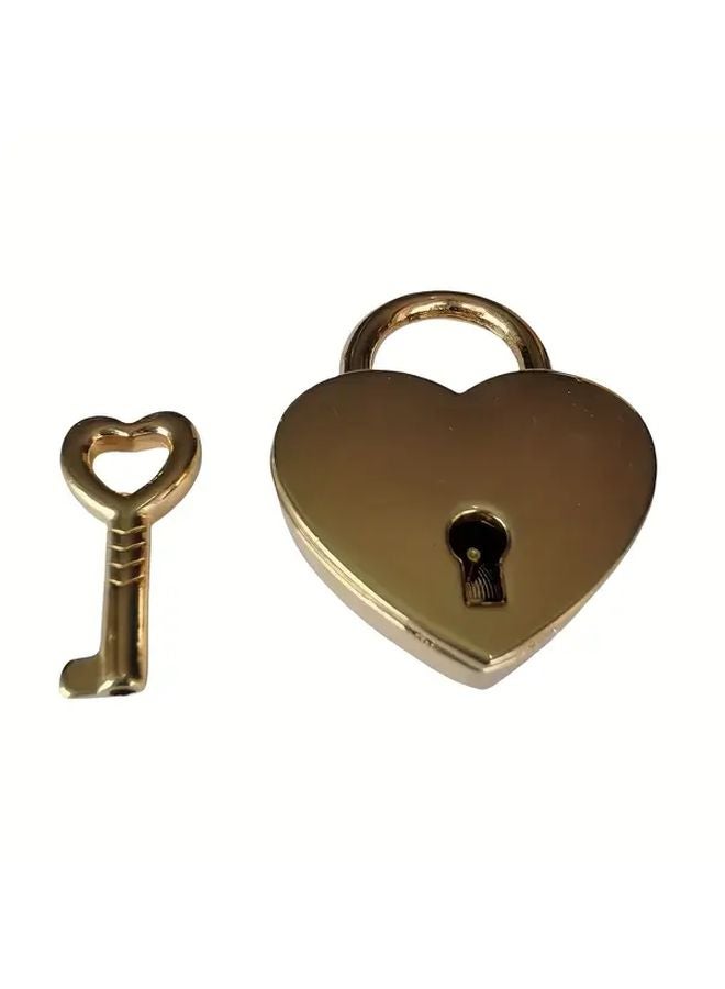 Golden Heart Shaped Mini Padlock With 2 Keys For Jewelry Bags Luggage Gifts - Image 1