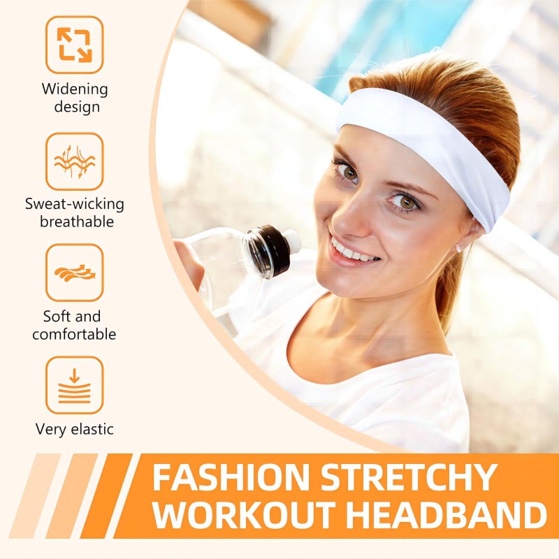 VANRUID Headbands for Women 8PCS [Summer-Exclusive Headband], Non Slip Sports Headband Elastic Soft Running Fashion Headband Absorb Sweat Headbands for Men for Women for Working Out, Travel - Image 2