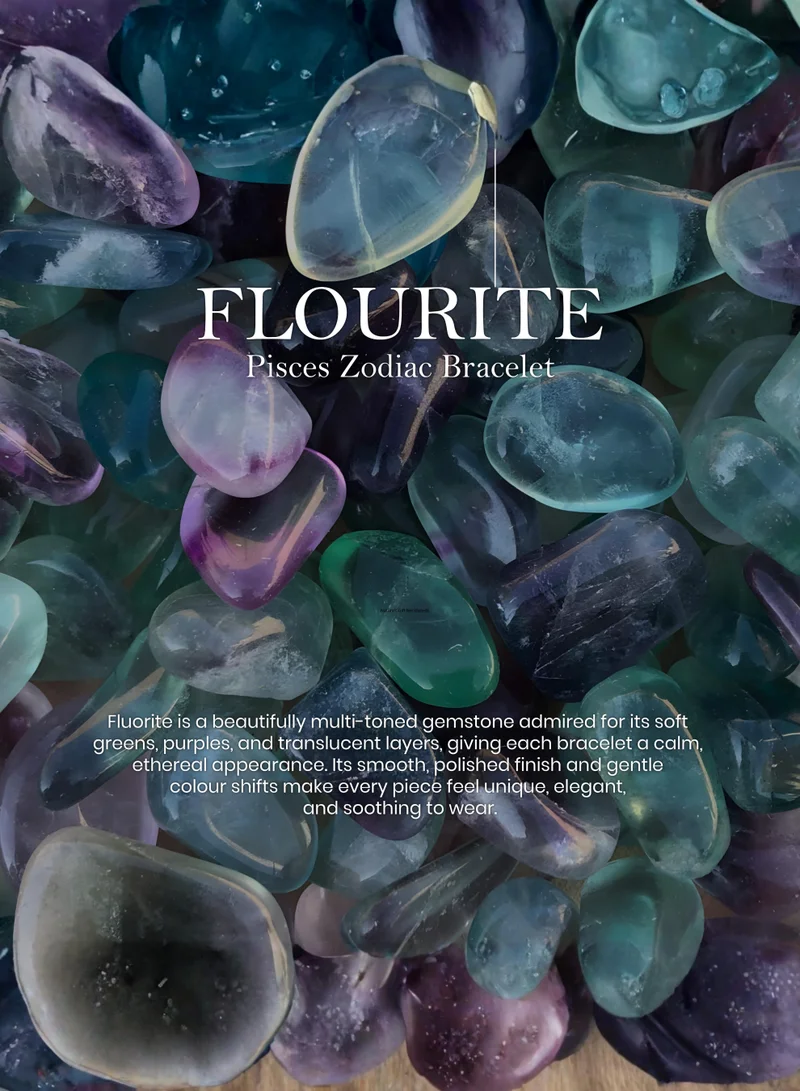 British Fossils سوار الأبراج برج الحوت بالفلوريت