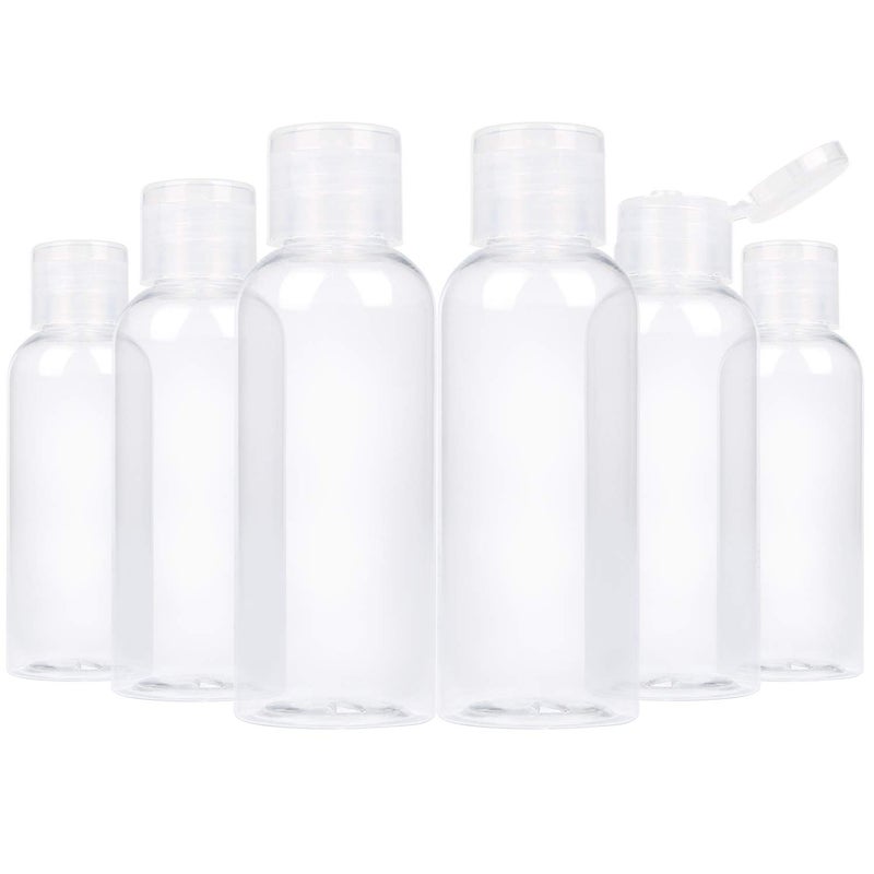 TRENDBOX 6 Pack Plastic Empty Bottles with Flip Cap for Shampoo, Lotions, Liquid Body Soap, Cream (2 oz / 60 ml)