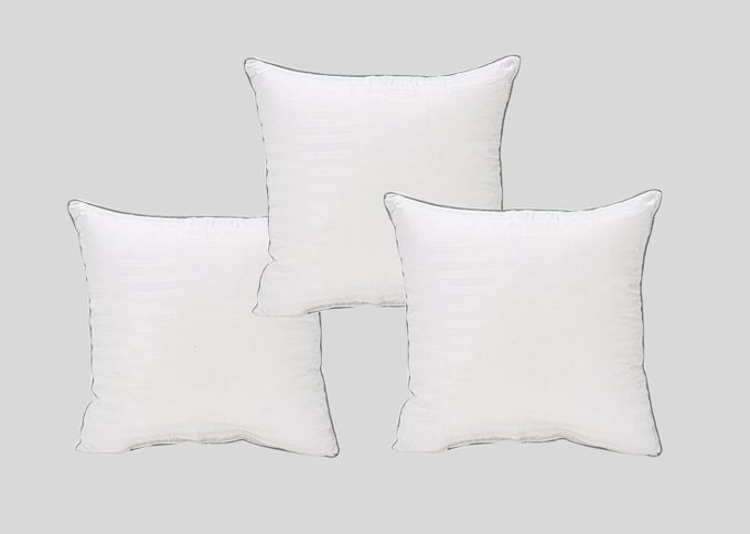 THROW PILLOW INSERTS, SET OF 3 LIGHTWEIGHT DOWN ALTERNATIVE POLYESTER PILLOW FILLER, COUCH CUSHION, SHAM STUFFER, HAND WASHABLE. (WHITE,12X12 INCH)
