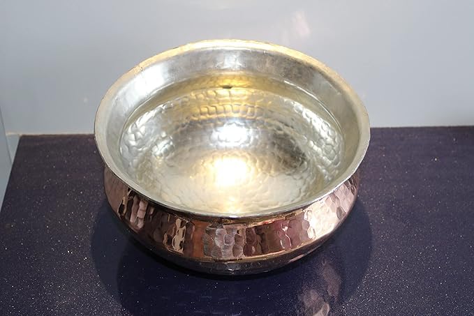 KITCART KITCART Copper Handi Sipri with Hammered Shinny Finish for Cooking Serving 4liter  - Image 2