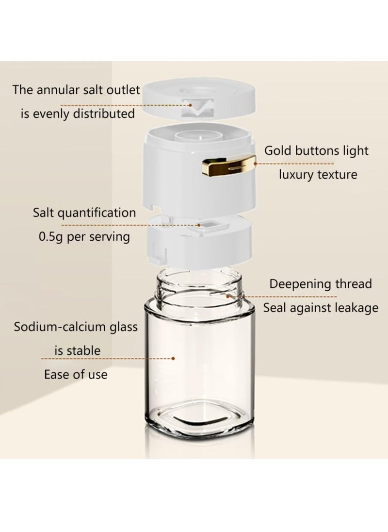 Generic - Ration Spice Dispenser, Pepper Container, Push Type Salts Control Bottle Seasoning Jar, for Home Cooking Picnic Camping BBQ Ration Glass Spice Dispenser Kitchen Condiment Storage Container (White) - Image 1
