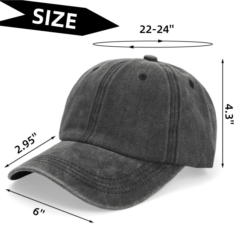 WRINGKIT 6 Pieces Washed Plain Baseball Cap, Unisex Vintage Cotton Baseball Cap, Distressed Twill Adjustable Golf Dad Hat, Retro Unstructured Baseball Hat for Men, Women - Image 2