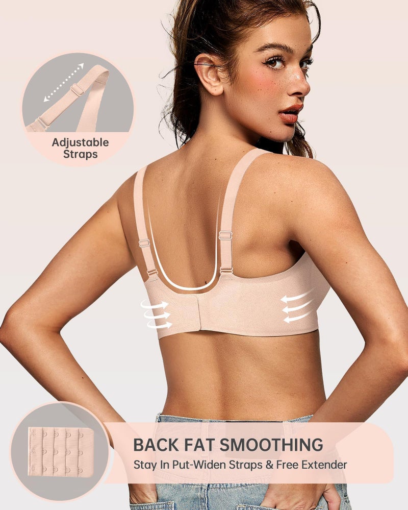 Women's Jelly Wireless Deep V Bralette Push Up T-Shirt Bra - Image 3