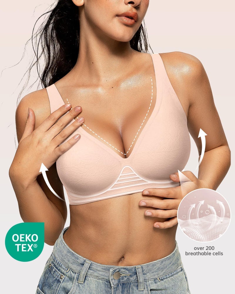 Women's Jelly Wireless Deep V Bralette Push Up T-Shirt Bra - Image 2