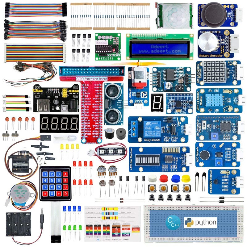 Adeept Upgrade Ultimate Starter Kit for Raspberry Pi 4 3, Raspberry Pi Kit, Python C Code, 40 Projects, DIY Electronic Components Kit with 480 Pages PDF Manual - Image 1