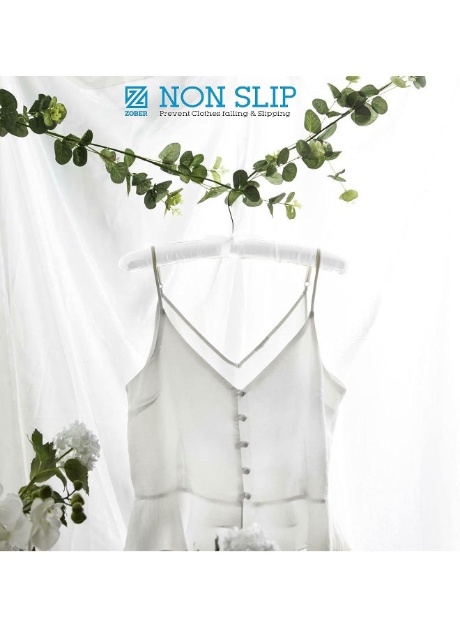 ZOBER Non-Slip Satin Padded Clothes Hangers With Gold Hook - Soft Silk Fabric 360° Swivel Hook Strong And Durable Hangers Hold Upto 10 Lbs, For Blouse, Lingerie More Clothes (10 Pack, White) - Image 1