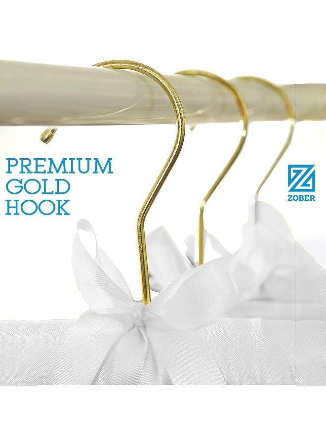 ZOBER Non-Slip Satin Padded Clothes Hangers With Gold Hook - Soft Silk Fabric 360° Swivel Hook Strong And Durable Hangers Hold Upto 10 Lbs, For Blouse, Lingerie More Clothes (10 Pack, White) - Image 5
