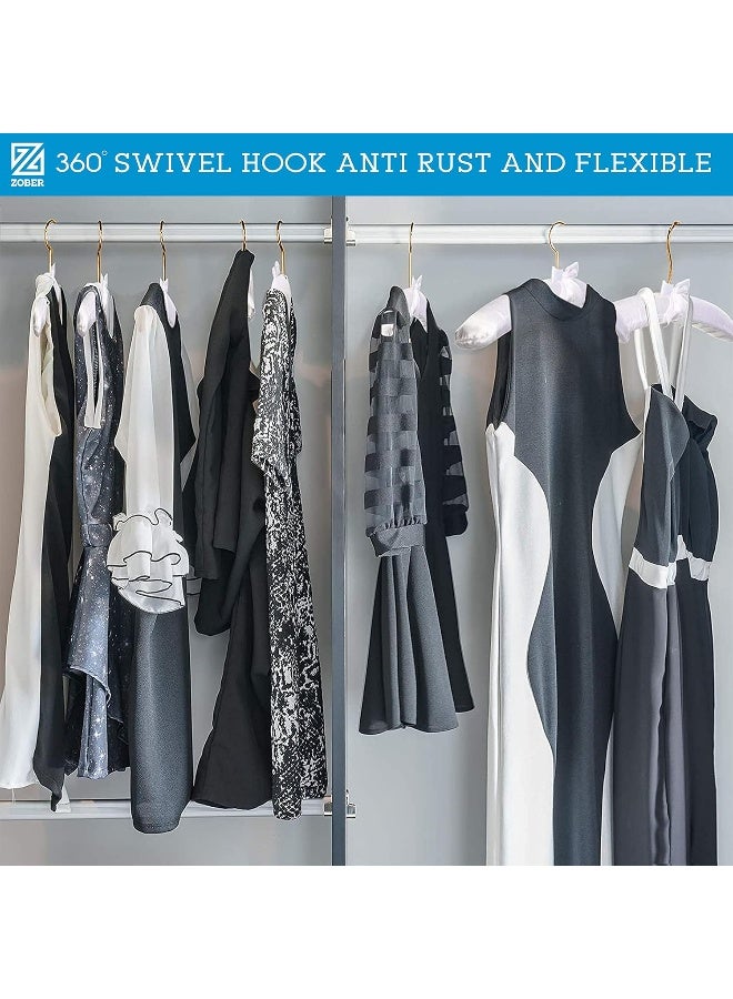 ZOBER Non-Slip Satin Padded Clothes Hangers With Gold Hook - Soft Silk Fabric 360° Swivel Hook Strong And Durable Hangers Hold Upto 10 Lbs, For Blouse, Lingerie More Clothes (10 Pack, White) - Image 4