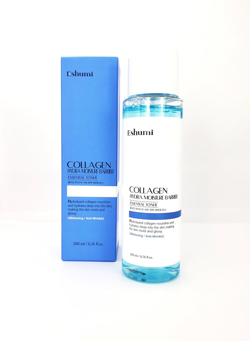Eshumi KOREAN PRODUCT ESHUMI Collagen hydra moisture barrier essential toner Hydrolyzed collagen nourishes and hydrates deep into the skin making the skin moist and glossy 200ML - Image 1