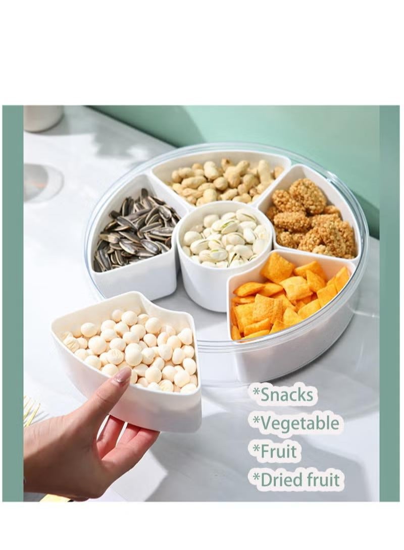 XiuWoo Veggie Tray with Lid-Divided Serving Tray with 6 Compartments, Reusable Food Storage Containers for Party Serving Platter, Fruit Vegetable Snack Tray Container, Nut, Desserts - Image 2