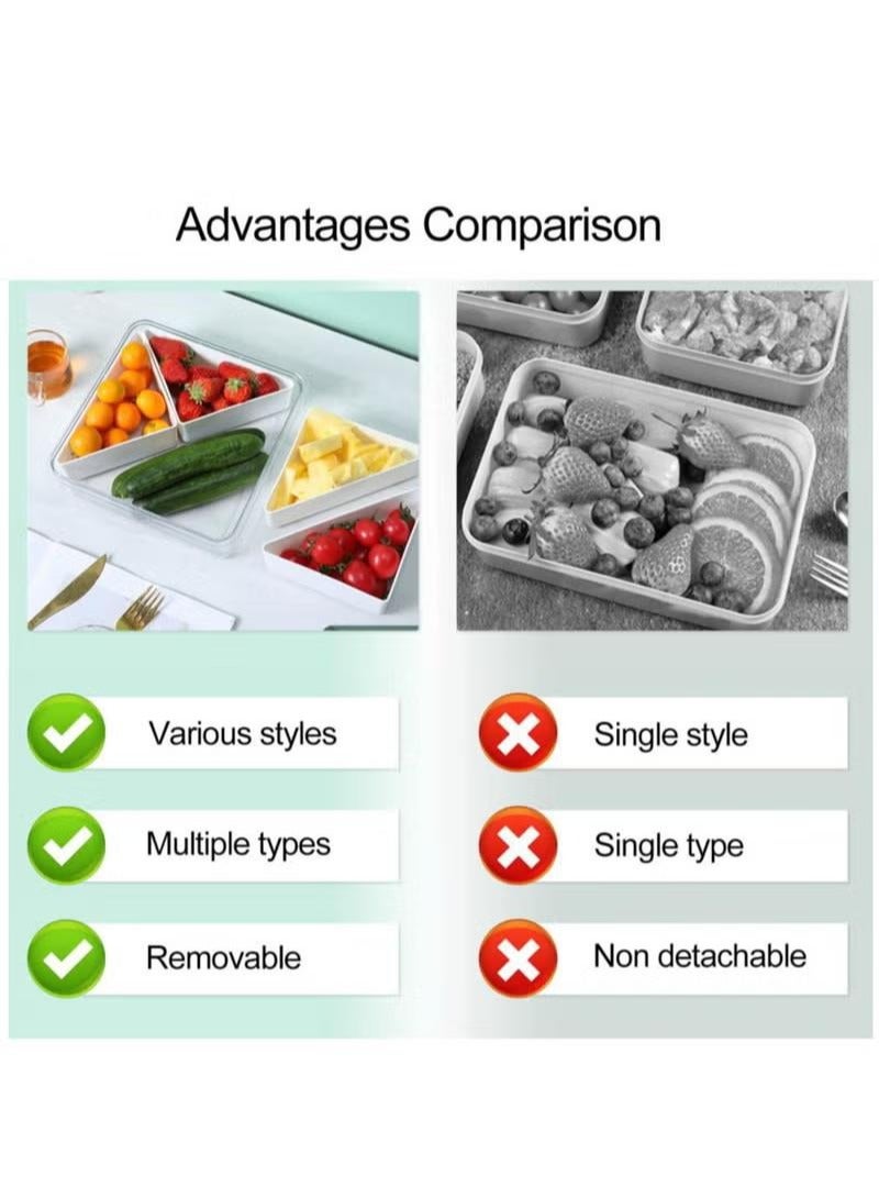 XiuWoo Veggie Tray with Lid-Divided Serving Tray with 6 Compartments, Reusable Food Storage Containers for Party Serving Platter, Fruit Vegetable Snack Tray Container, Nut, Desserts - Image 4