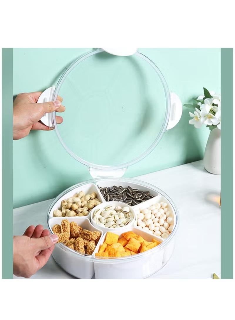 XiuWoo Veggie Tray with Lid-Divided Serving Tray with 6 Compartments, Reusable Food Storage Containers for Party Serving Platter, Fruit Vegetable Snack Tray Container, Nut, Desserts - Image 5