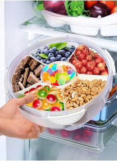 XiuWoo Veggie Tray with Lid-Divided Serving Tray with 6 Compartments, Reusable Food Storage Containers for Party Serving Platter, Fruit Vegetable Snack Tray Container, Nut, Desserts  - Image 1